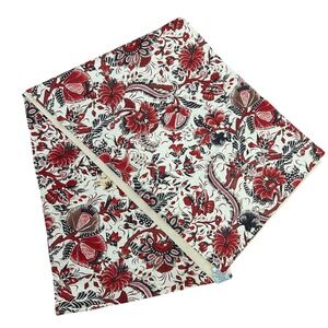 Bird Floral Table Runner 18x108 Red Linen Cotton Cottagecore Pottery Barn‎